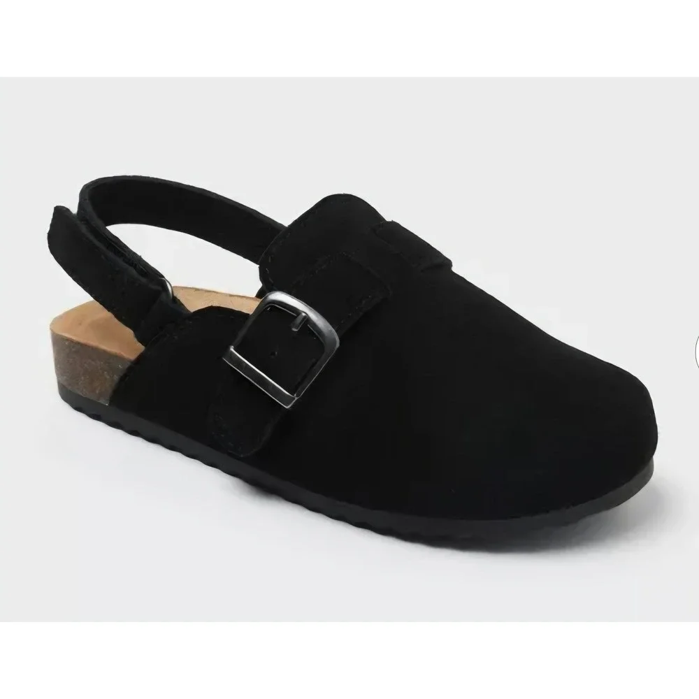 Cat & Jack Kids Berlin Clogs Black Faux Suede Slingback Sandals Size 11 NWT